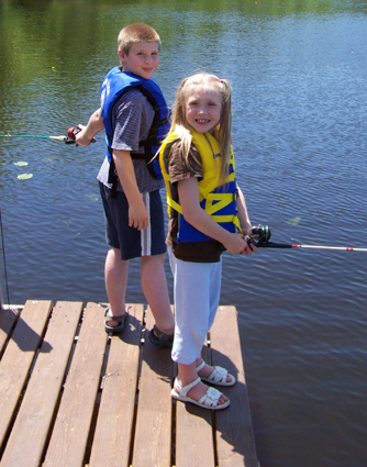 Corbin and Nora fishing