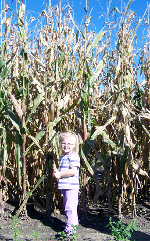 Anna with corn behind her