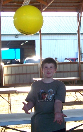 Corbin with a balloon