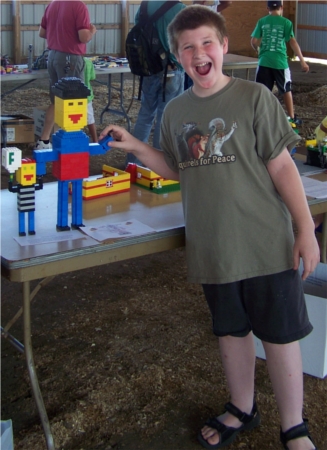 Corbin with his Lego creation