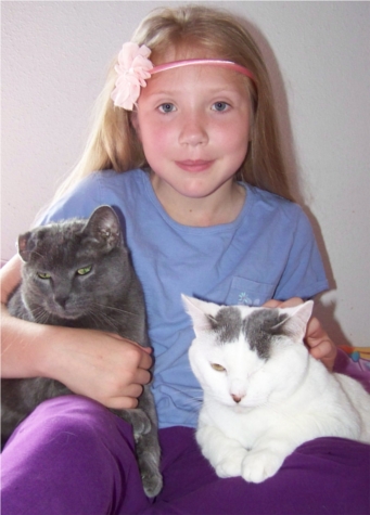 Nora with the cats