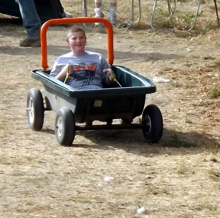 Corbin driving the wagon