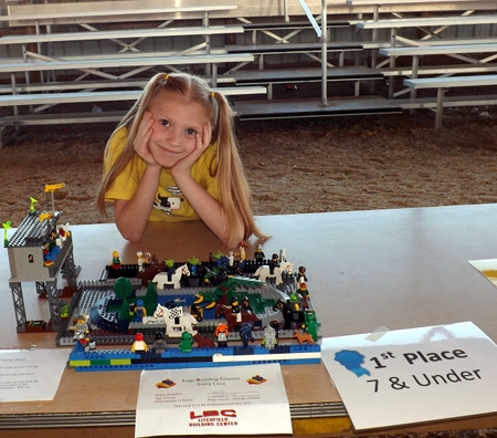 Rosa with her lego creation