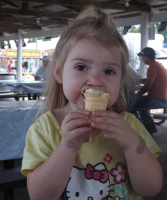 Ella with an ice cream cone