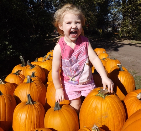 Ella with the pumpkins