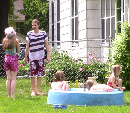 the kids in a kiddie pool