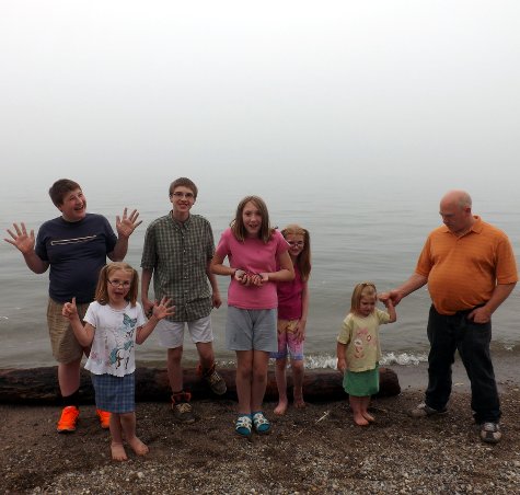 the kids by Lake Michigan