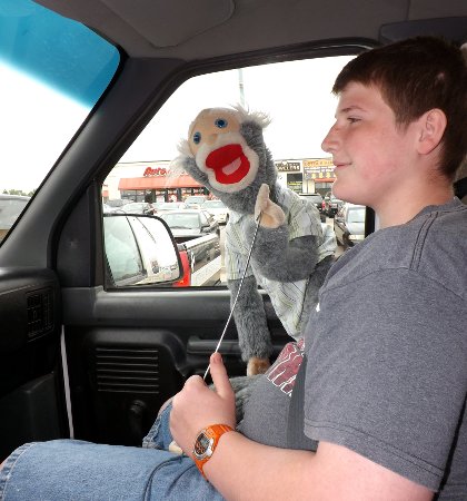 Corbin with his puppet, Bub