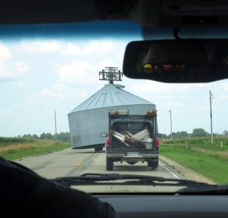 a silo going down the highway