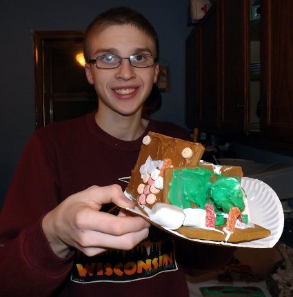 Caleb with his creation