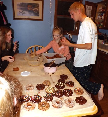 the kids doing doughnuts