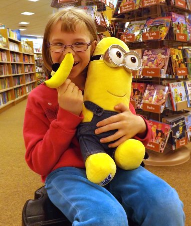 Anna and her Minion at the bookstore