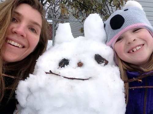 Shannon, a snowman, and Anna