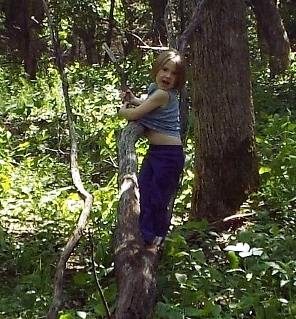 Ella stuck after her clothes got caught on a tree limb