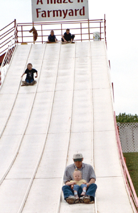 Lee and Anna on the slide