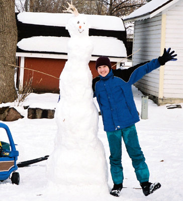 Alex with his big snowman