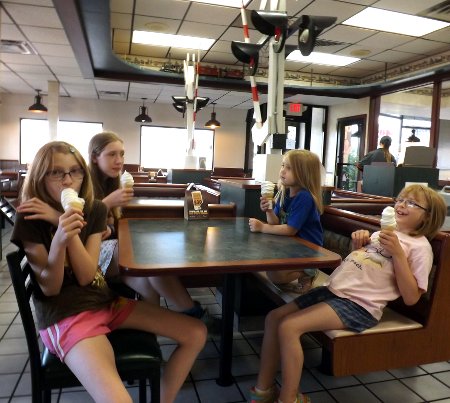 the girls with ice cream cones
