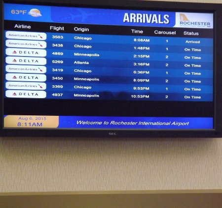 the airports arrival board