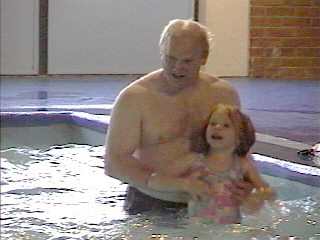 Lee and Nora swimming