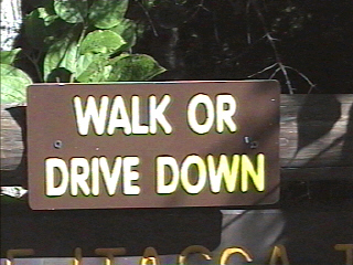 Sign says walk or drive down
