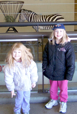 The girls and a zebra